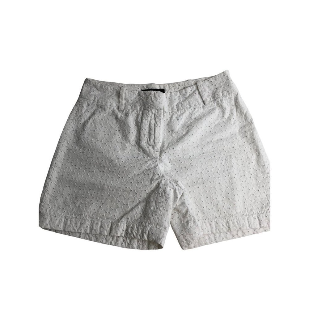 TALBOTS COTTON WHITE EYELET LINED SHORTS SZ 2